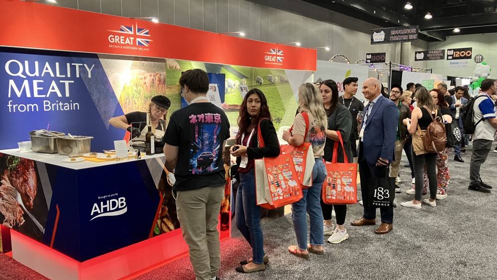 People queuing at the AHDB stand in California